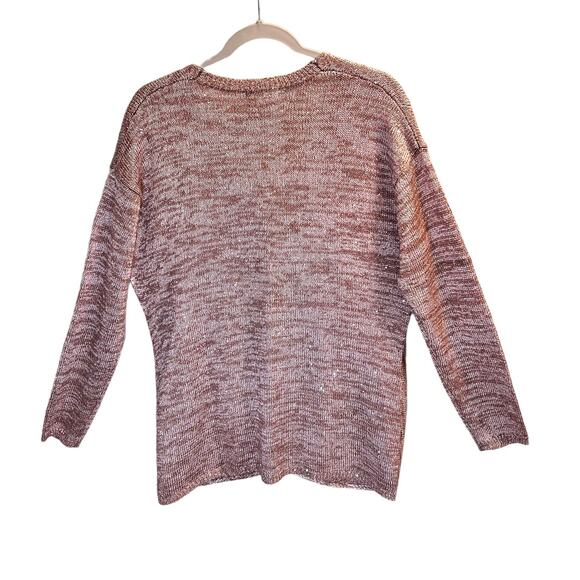 Song n Spirit Cross Over Wrap Sweater Sequins Pink Sprinkled Size M Knit Cozy - Picture 4 of 12